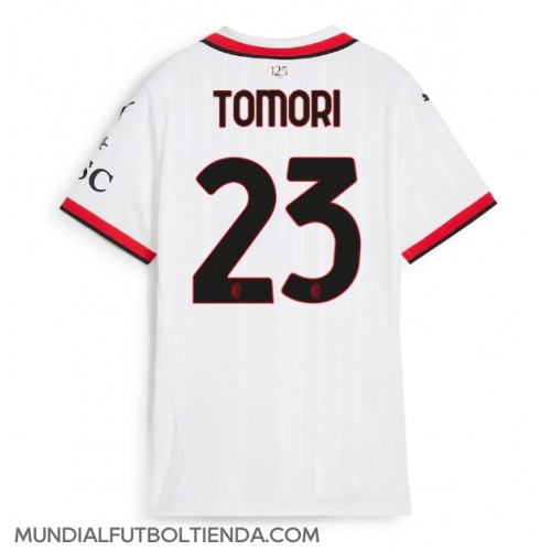 Camiseta AC Milan Fikayo Tomori #23 Segunda Equipación Replica 2024-25 para mujer mangas cortas